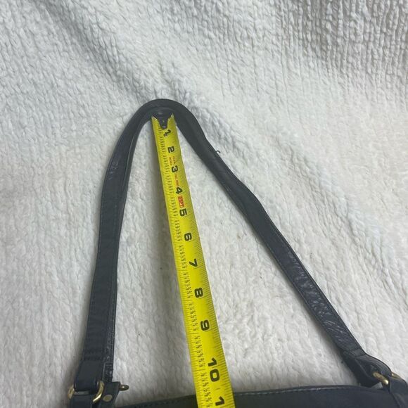 Great American Leather Works Black Leather Shoulder Bag brass tone hardwares - Picture 9 of 11